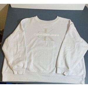 Calvin Klein Jeans Sweatshirt~Cloud Blue~Silver Lettering~Women's 3XL NICE!